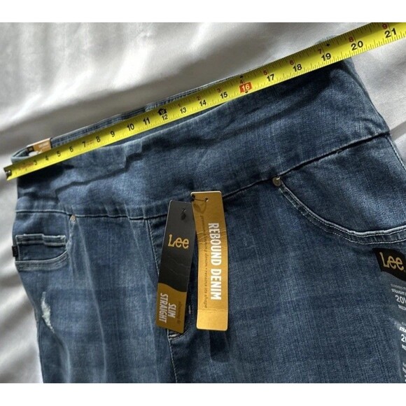 LEE Slimming Fit Slim Straight Pull On Jeans Womens 20W Dark Wash Denim NWT - Picture 6 of 16
